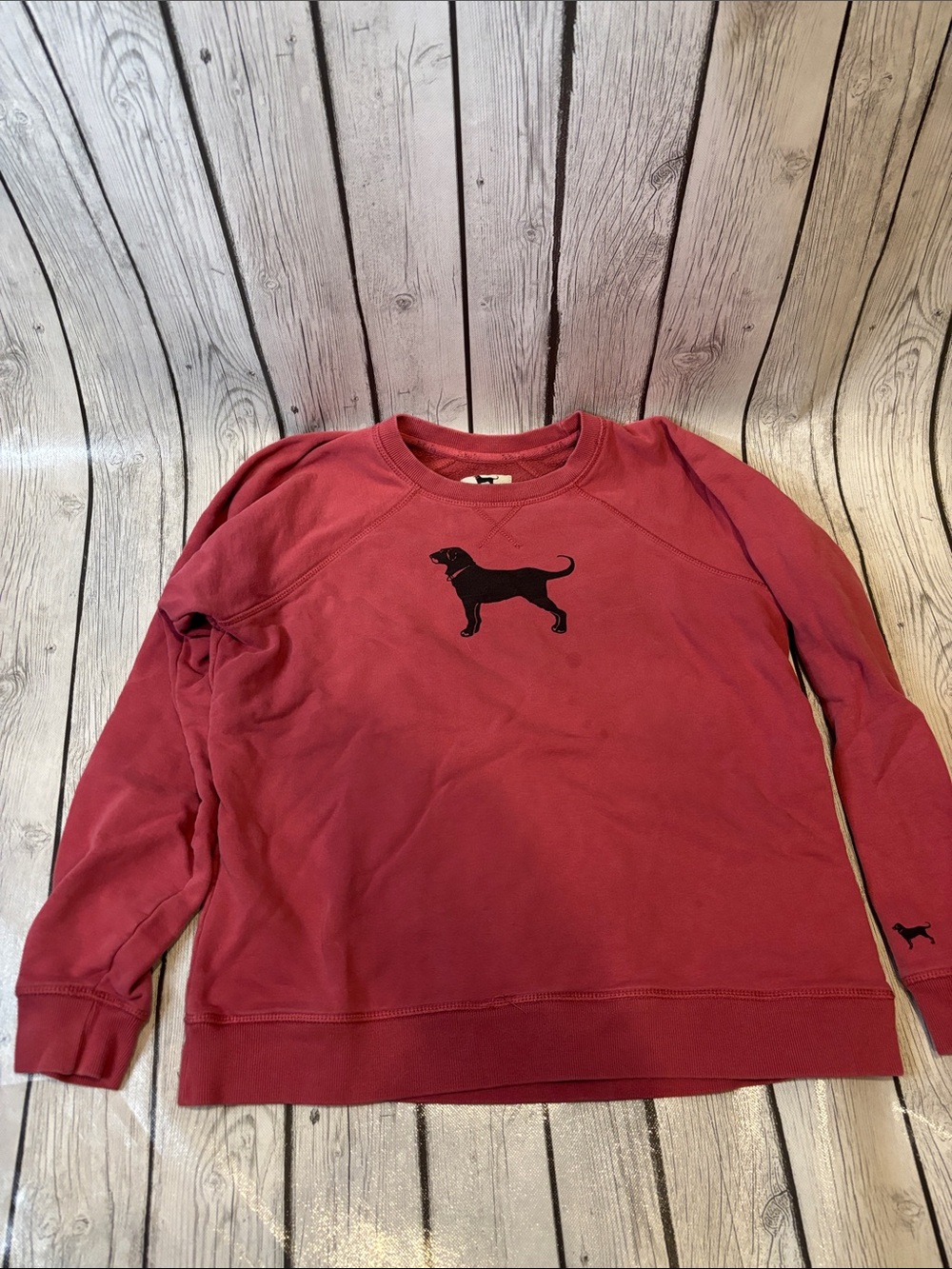 The Black Dog Womens raspberry Sweatshirt with Black Dog Logo size medium